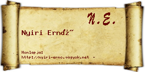 Nyiri Ernő névjegykártya